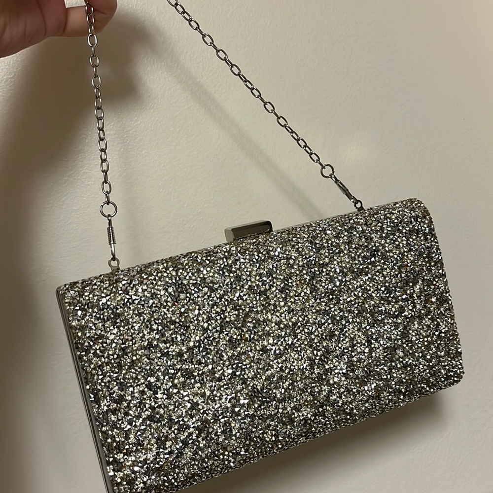 Fancy Silver handbag with handle, great condition
